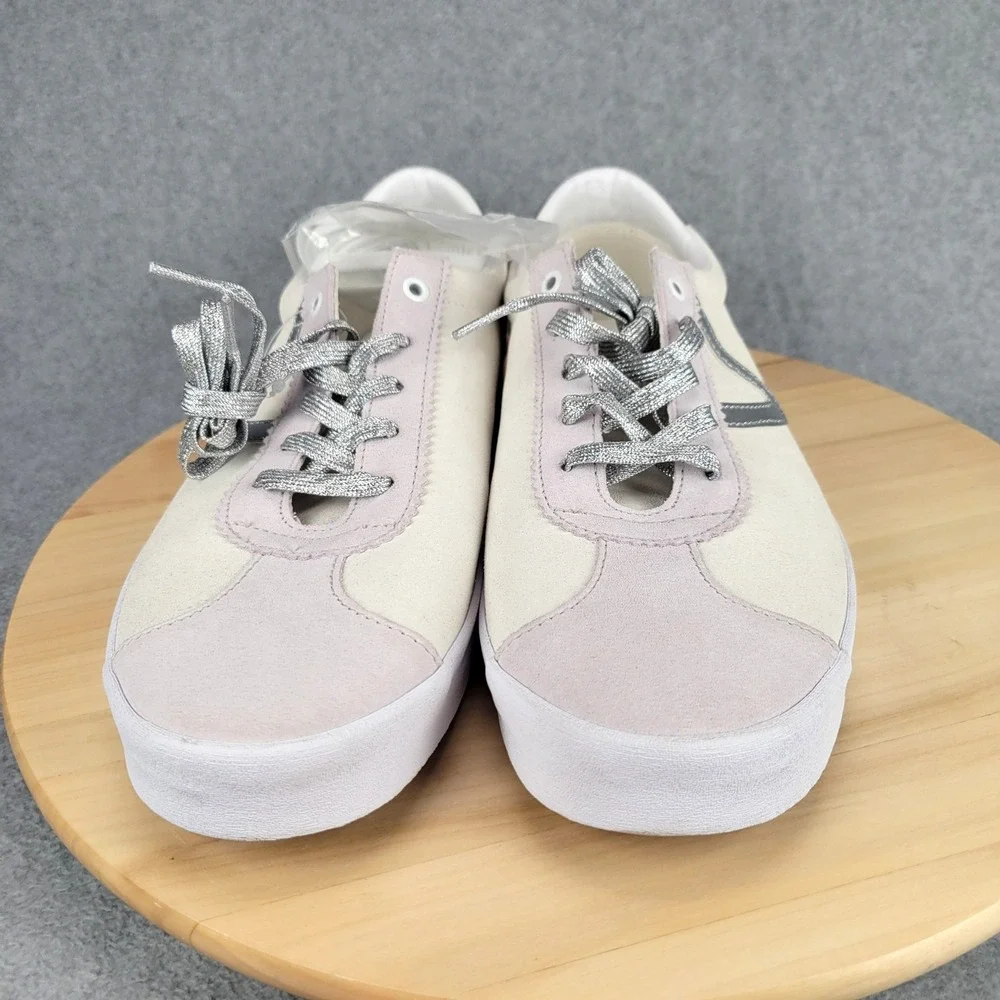 Vans Sport Sneakers Mens 13 Marshmallow‎ Metallic Silver Suede Low Top